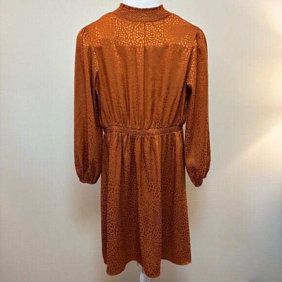 Chenault Leopard Print Burnt Orange Long Sleeve Midi Dress Sz Medium - Picture 4 of 8